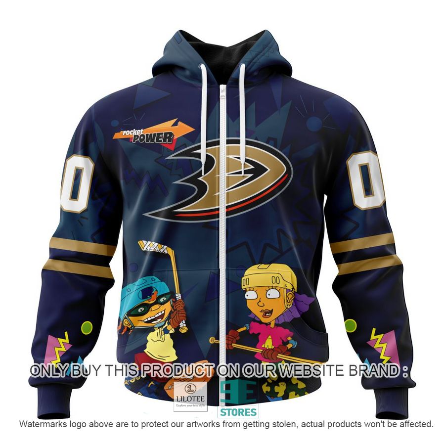 Alternative view of Personalized NHL Anaheim Ducks Rocket Power 3D Full Printed Hoodie, Shirt