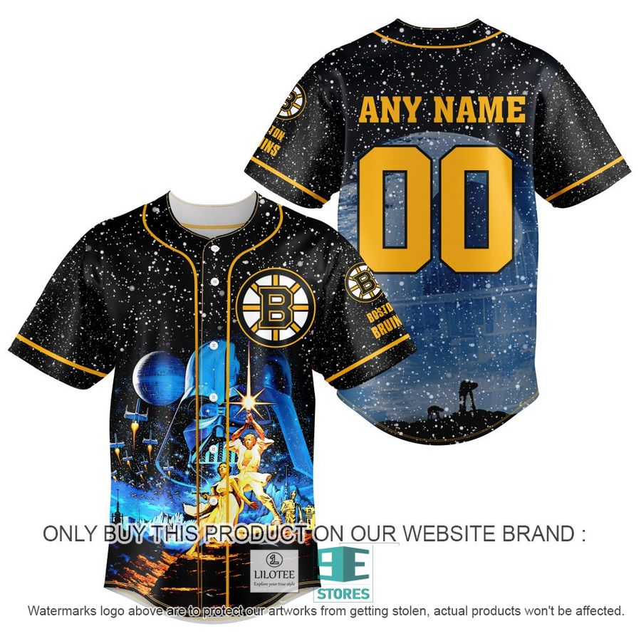 Personalized NHL Boston Bruins With Star War Concepts Baseball Jersey 8