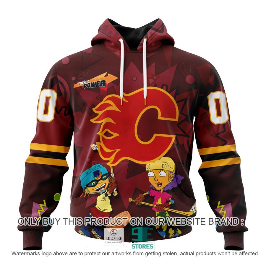 Personalized NHL Calgary Flames Rocket Power 3D Full Printed Hoodie, Shirt 18