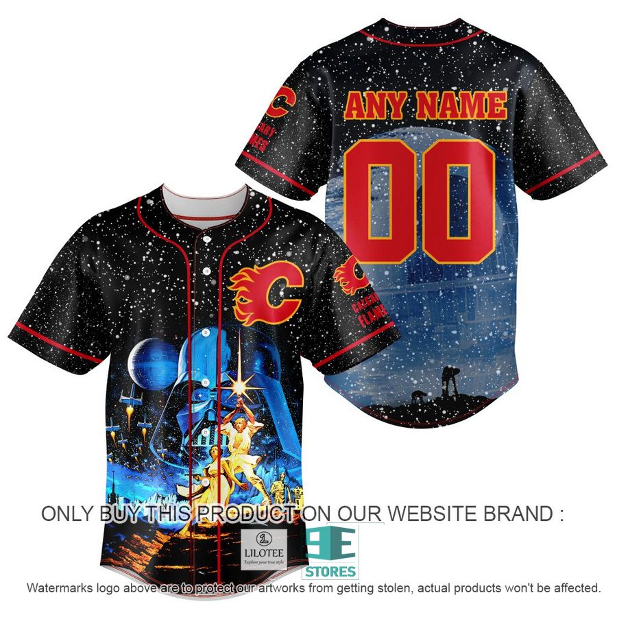 Personalized NHL Calgary Flames With Star War Concepts Baseball Jersey 9