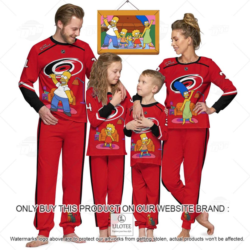 Personalized NHL Carolina Hurricanes Jersey The Simpsons Longsleeve Pajamas Set - LIMITED EDITION 13