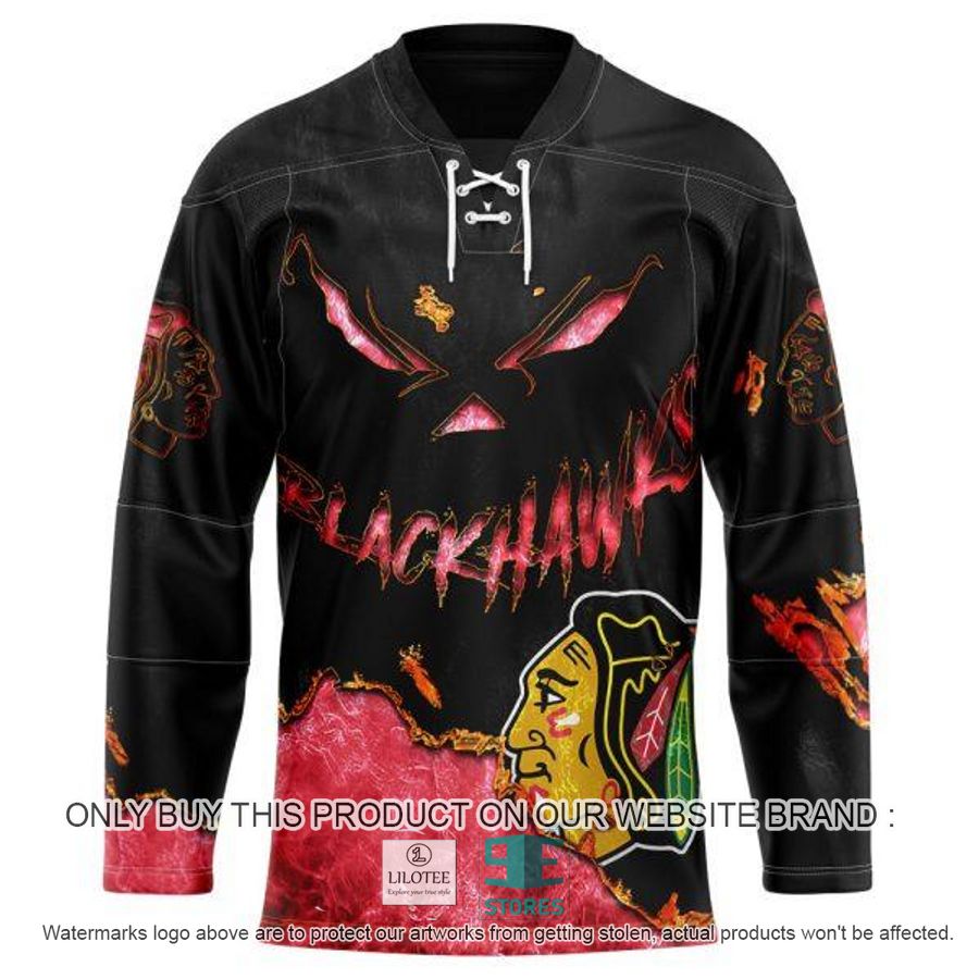 Personalized NHL Chicago Blackhawks Demon Face Hockey Jersey 4