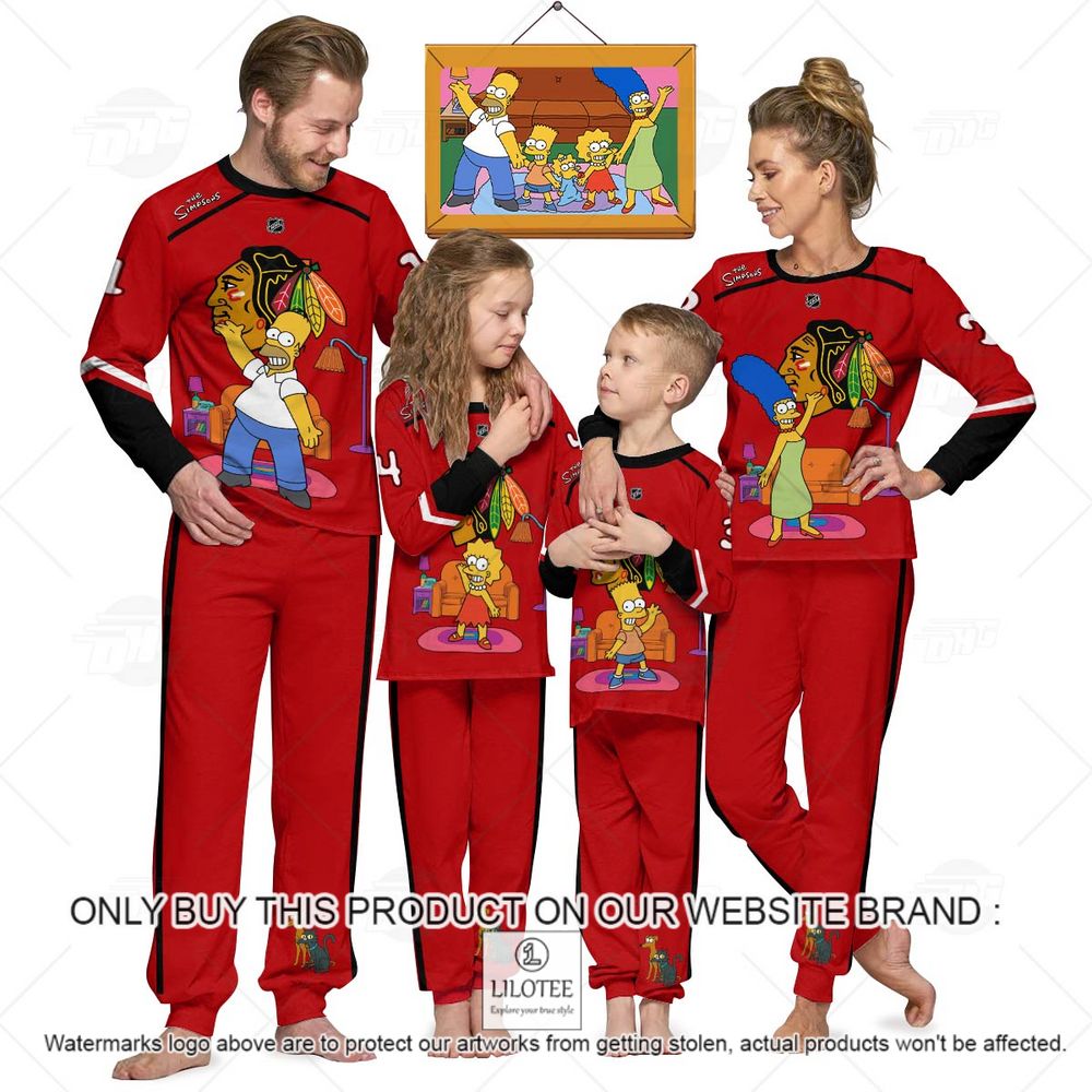 Personalized NHL Chicago Blackhawks Jersey The Simpsons Longsleeve Pajamas Set - LIMITED EDITION 13