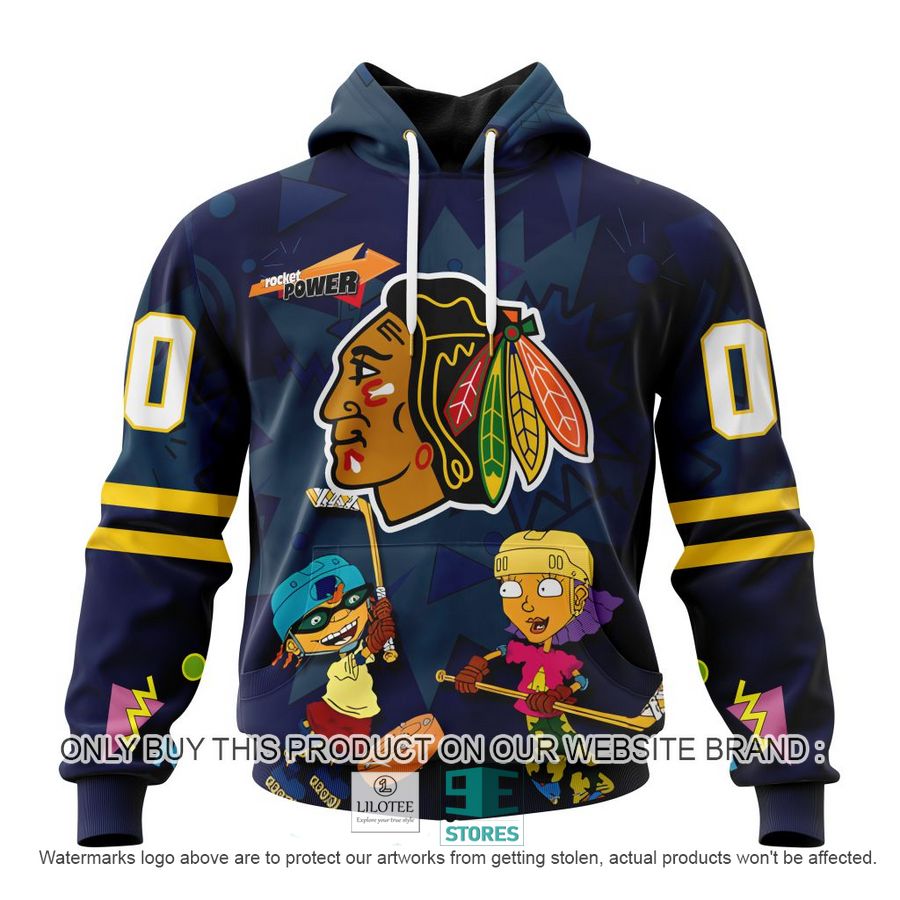 Personalized NHL Chicago BlackHawks Rocket Power 3D Full Printed Hoodie, Shirt 19