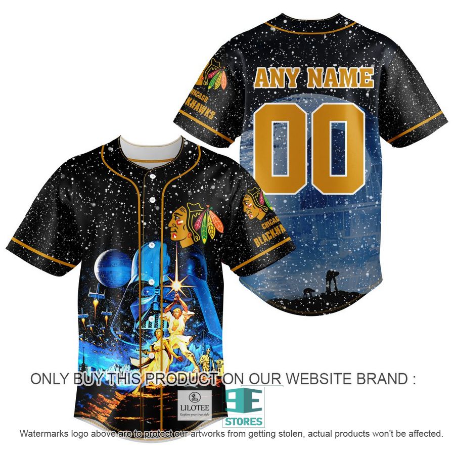 Personalized NHL Chicago BlackHawks With Star War Concepts Baseball Jersey 9