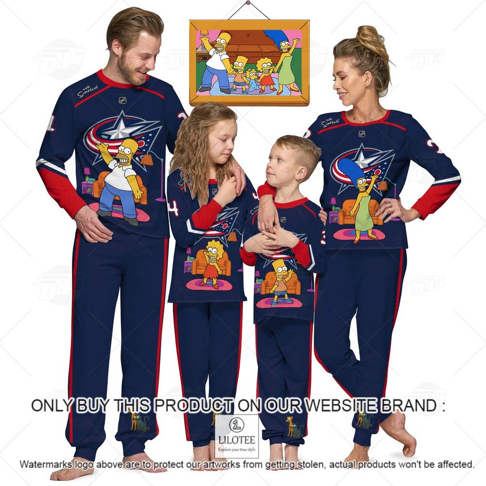 Personalized NHL Columbus Blue Jackets Jersey The Simpsons Longsleeve Pajamas Set - LIMITED EDITION 12