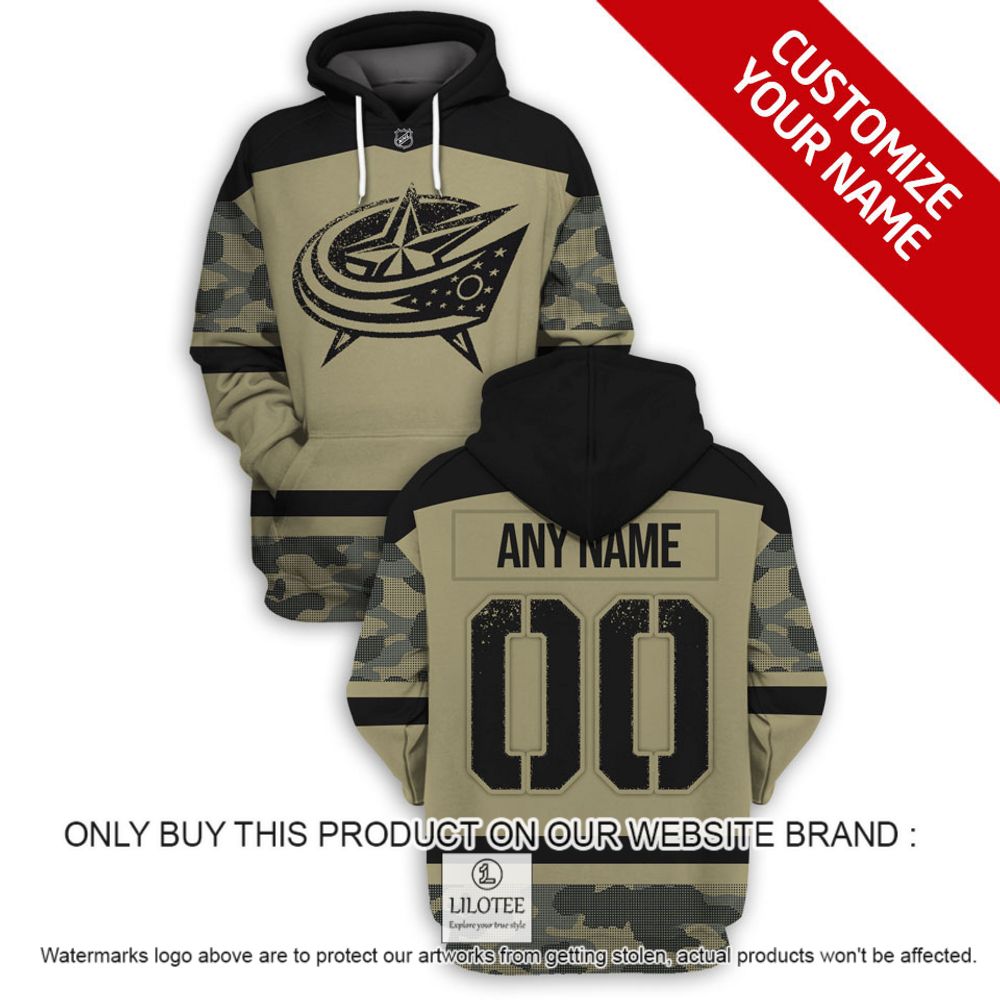 Personalized NHL Columbus Blue Jackets Military Jersey Camo 3D Hoodie, Shirt - LIMITED EDITION 16