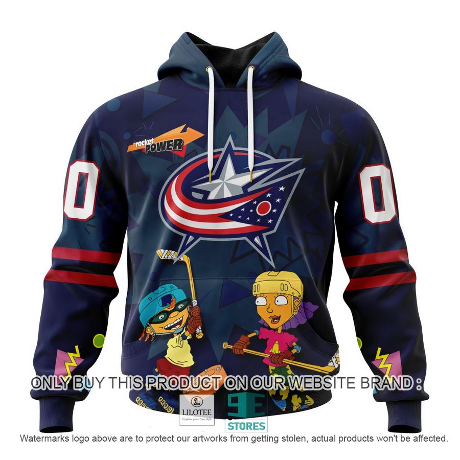 Personalized NHL Columbus Blue Jackets Rocket Power 3D Full Printed Hoodie, Shirt 19
