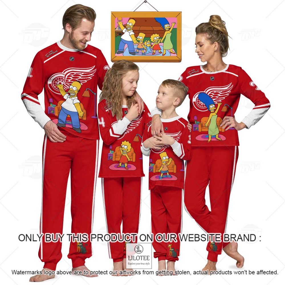 Personalized NHL Detroit Red Wings Jersey The Simpsons Longsleeve Pajamas Set - LIMITED EDITION 13