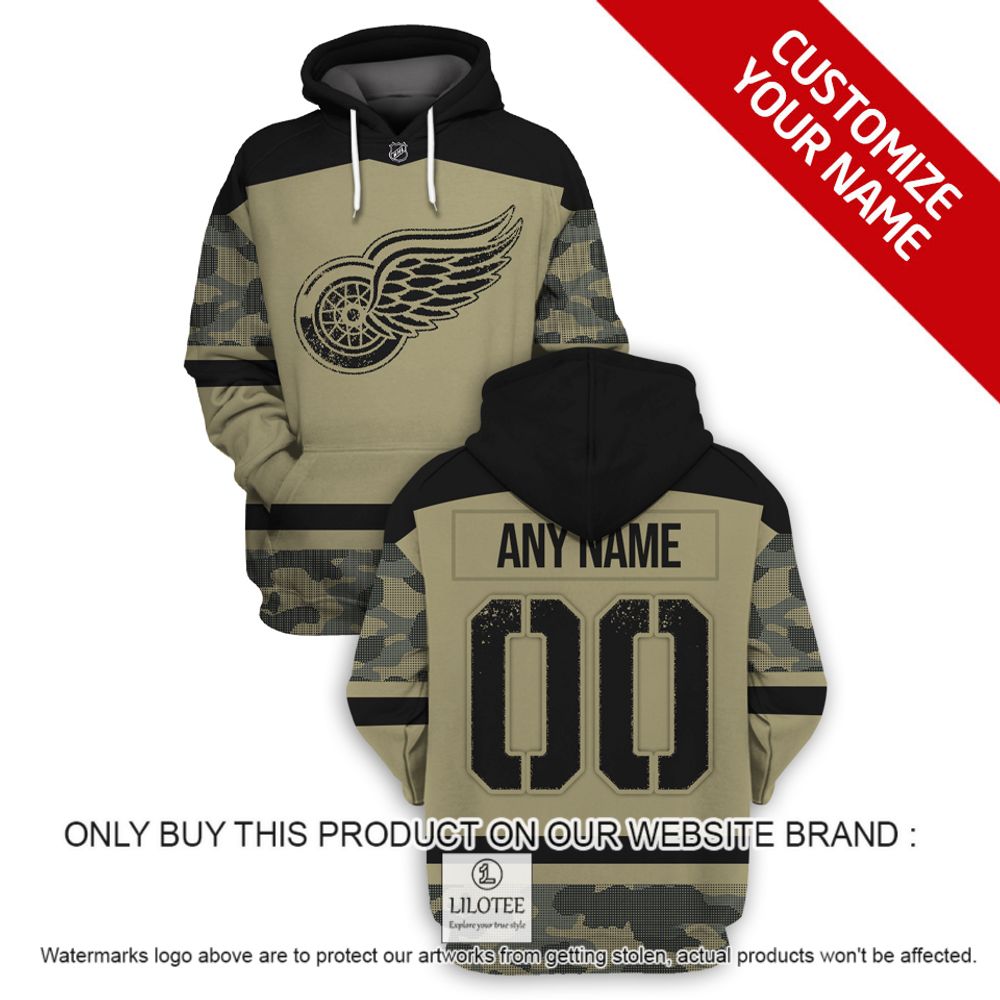 Personalized NHL Detroit Red Wings Military Jersey Camo 3D Hoodie, Shirt - LIMITED EDITION 17