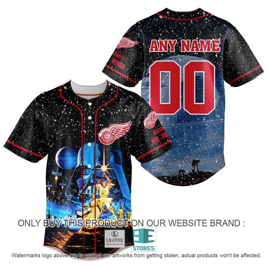 Personalized NHL Detroit Red Wings With Star War Concepts Baseball Jersey 9