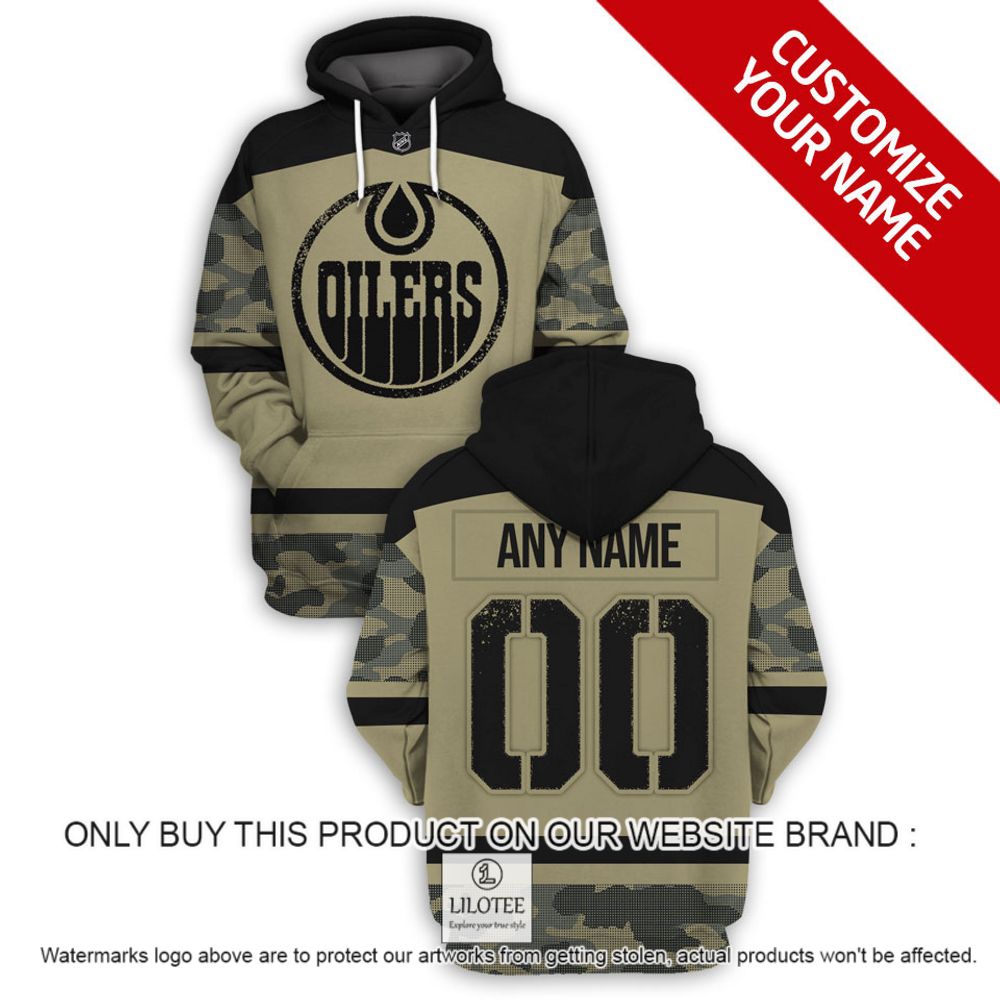 Personalized NHL Edmonton Oilers Military Jersey Camo 3D Hoodie, Shirt - LIMITED EDITION 17