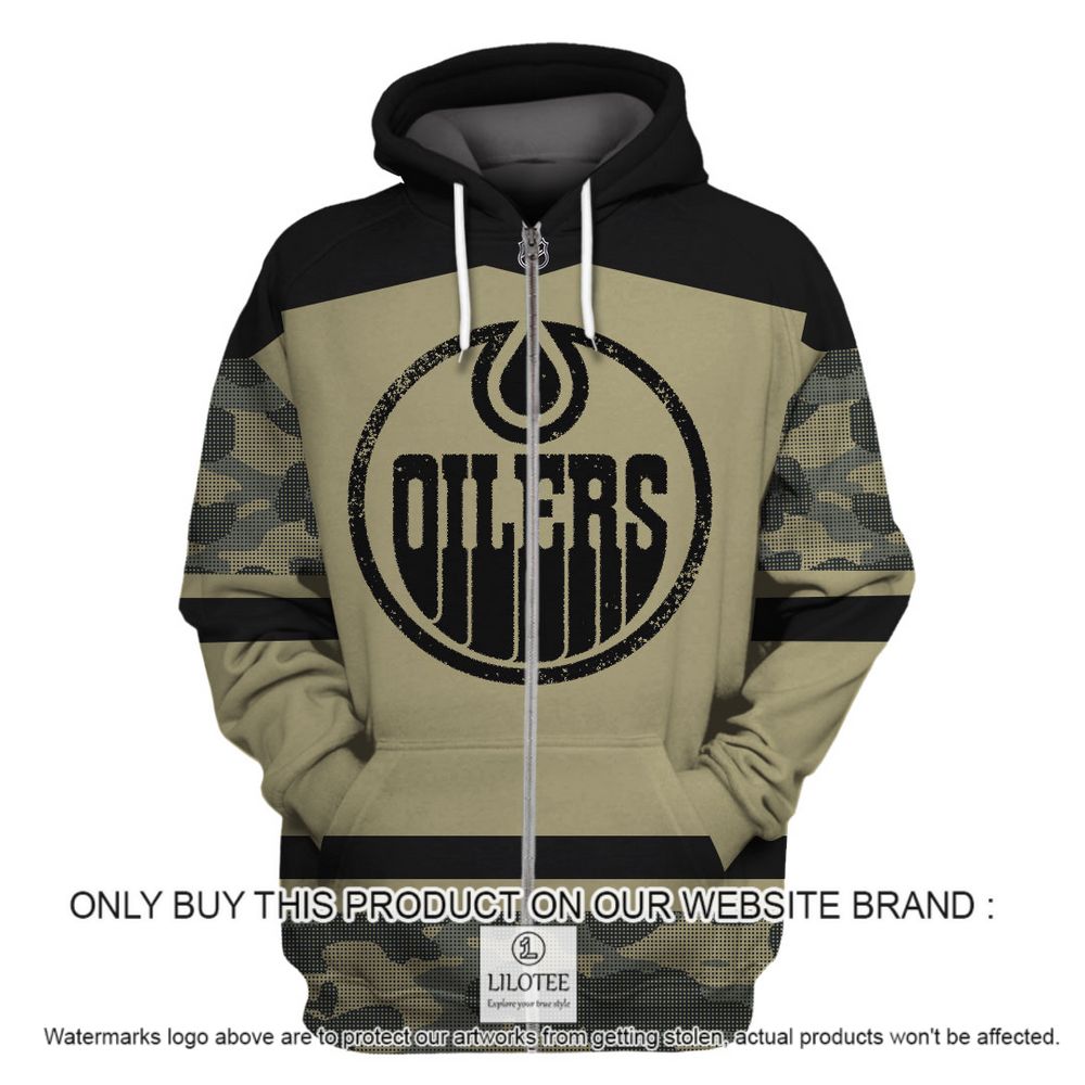 Alternative view of Personalized NHL Edmonton Oilers Military Jersey Camo 3D Hoodie, Shirt - LIMITED EDITION