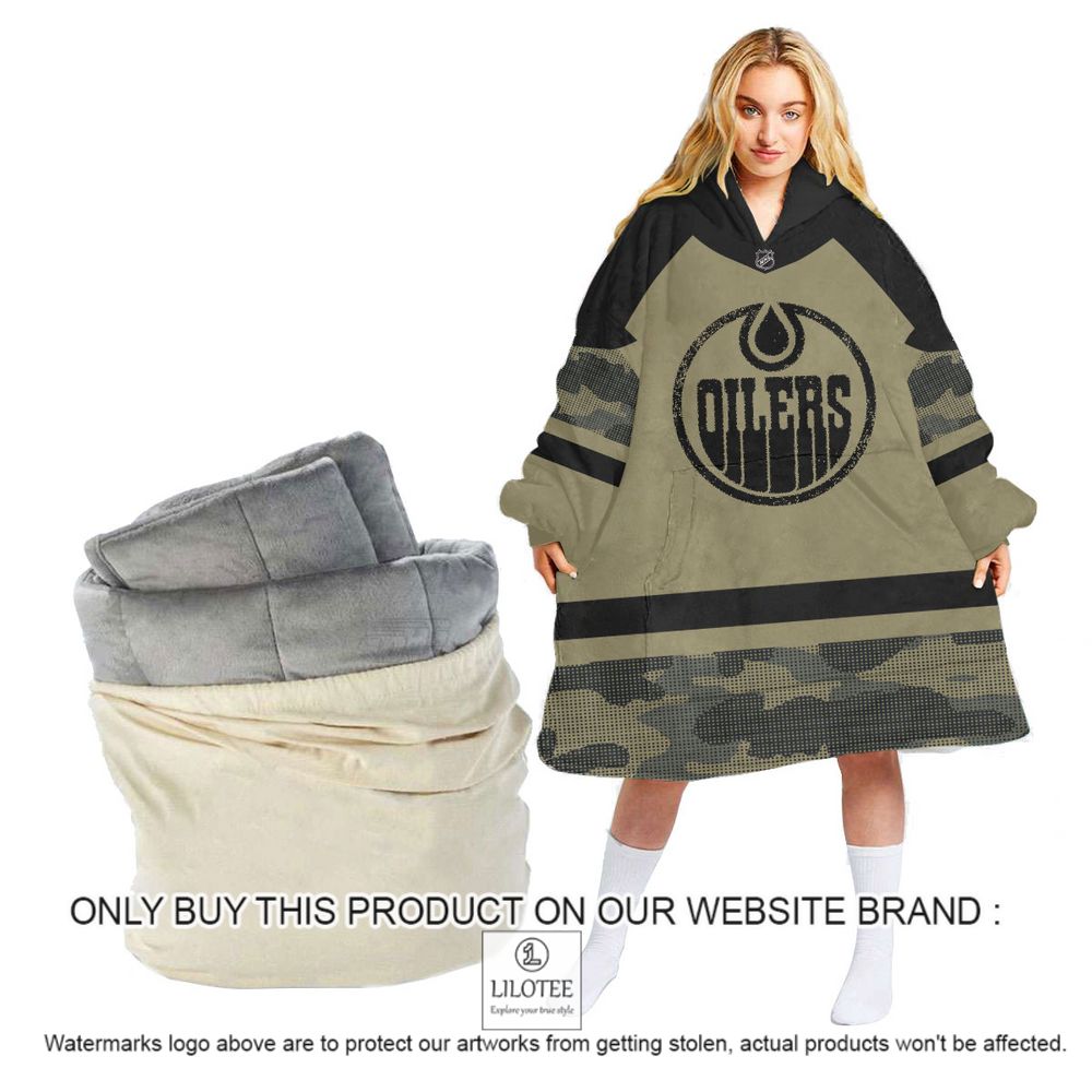 Personalized NHL Edmonton Oilers Military Jersey Camo Oodie Blanket Hoodie - LIMITED EDITION 12