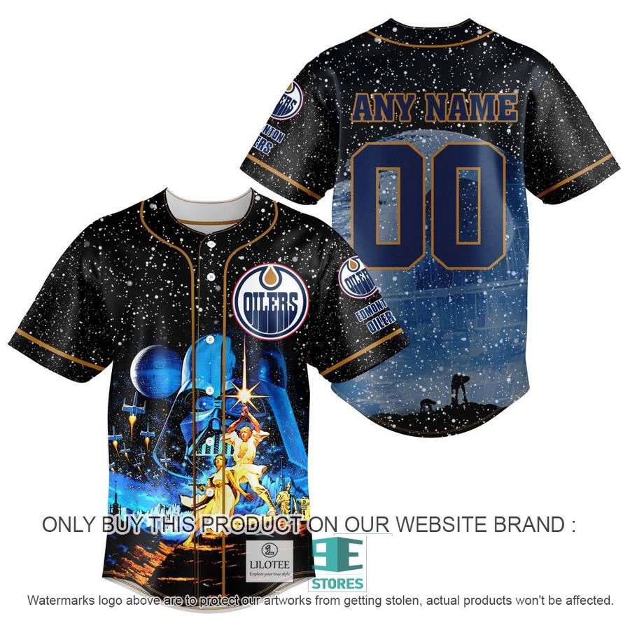 Personalized NHL Edmonton Oilers With Star War Concepts Baseball Jersey 8