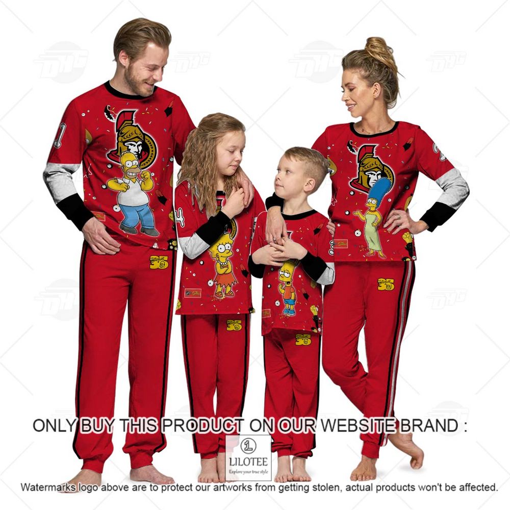 Personalized NHL Ottawa Senators Jersey The Simpsons Longsleeve Pajamas Set - LIMITED EDITION 13