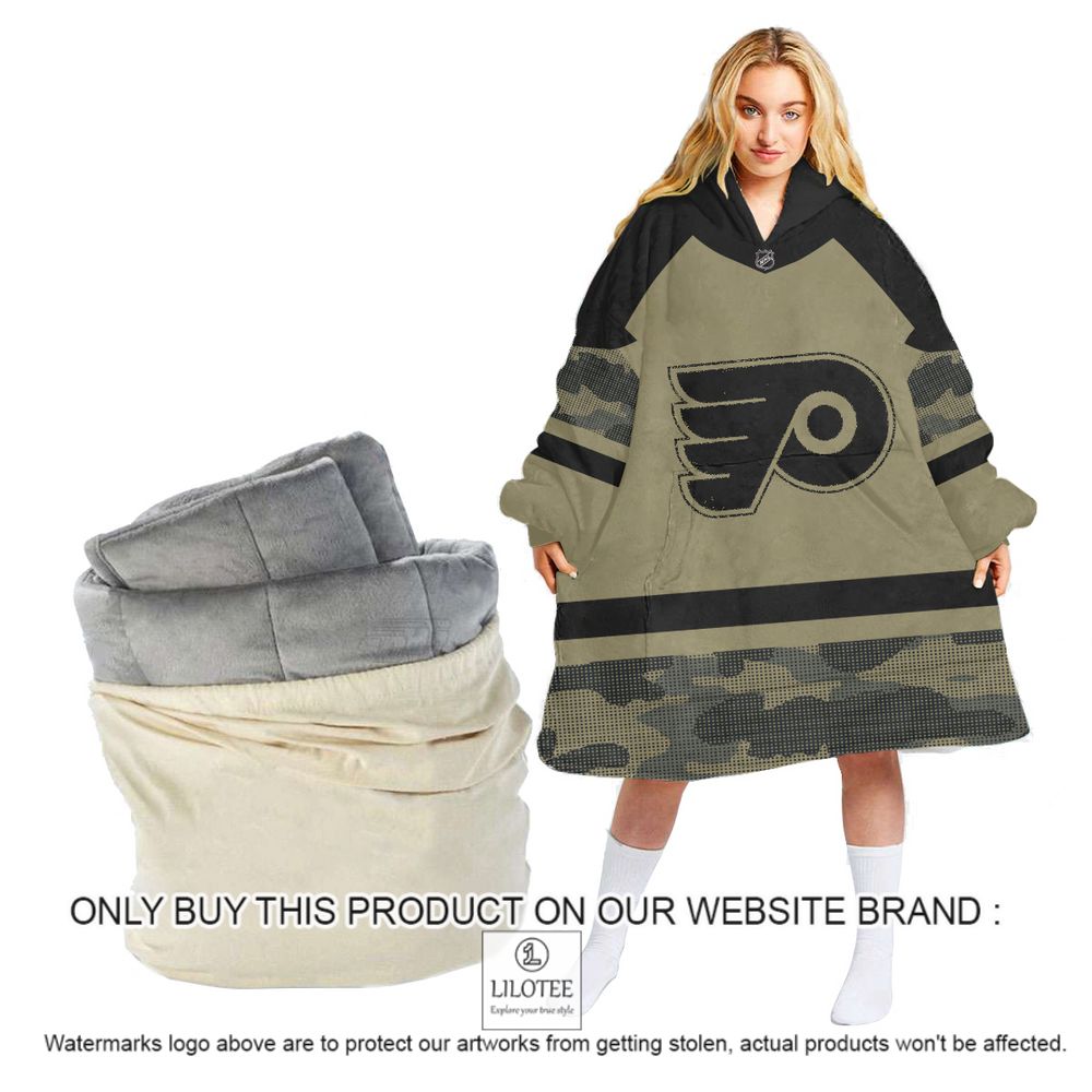 Personalized NHL Philadelphia Flyers Military Jersey Camo Oodie Blanket Hoodie - LIMITED EDITION 13