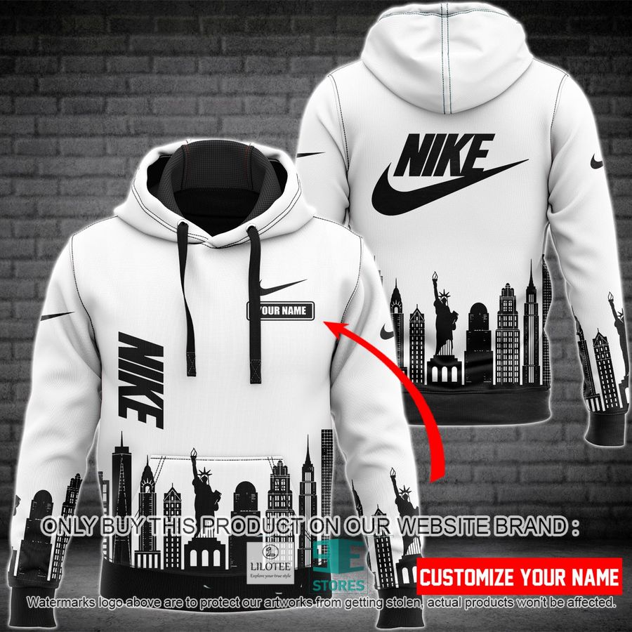 Personalized NIke America Building White 3D All Over Print Hoodie 8