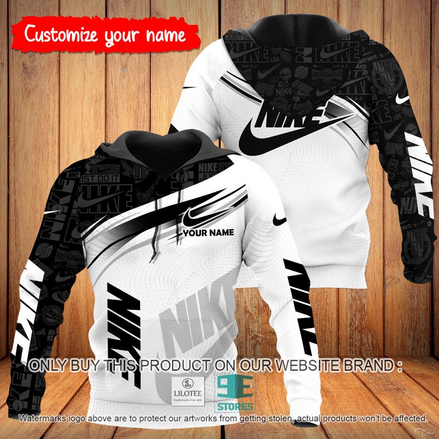 Personalized Nike Black and White 3D All Over Print Hoodie 9