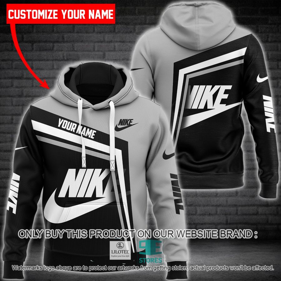 Personalized Nike Black grey 3D All Over Print Hoodie 9