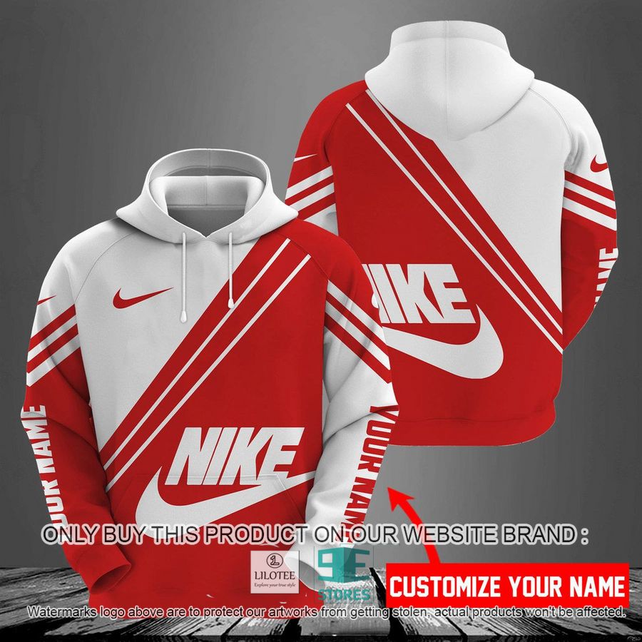 Personalized Nike Red White 3D All Over Print Hoodie 8
