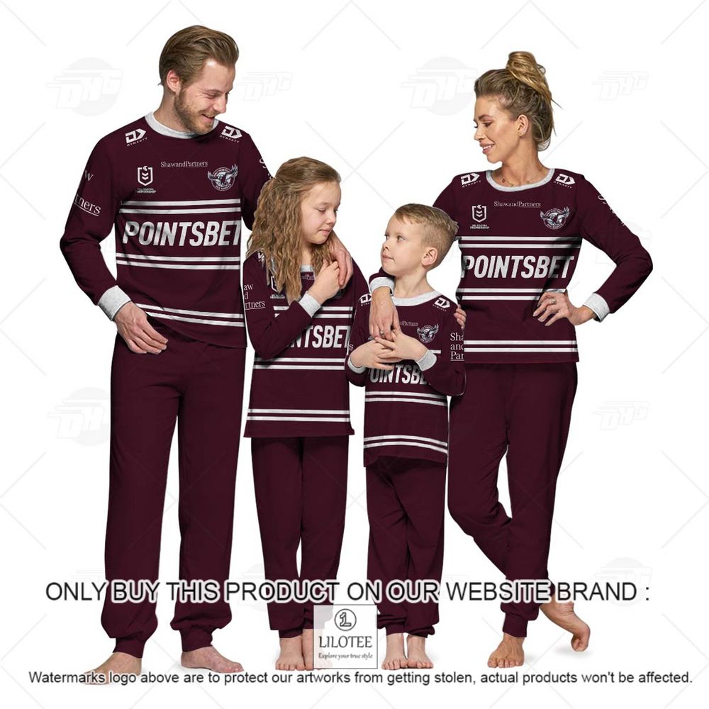 Personalized NRL Manly Warringah Sea Eagleso-shoulder taping. Longsleeve Pajamas Set - LIMITED EDITION 9