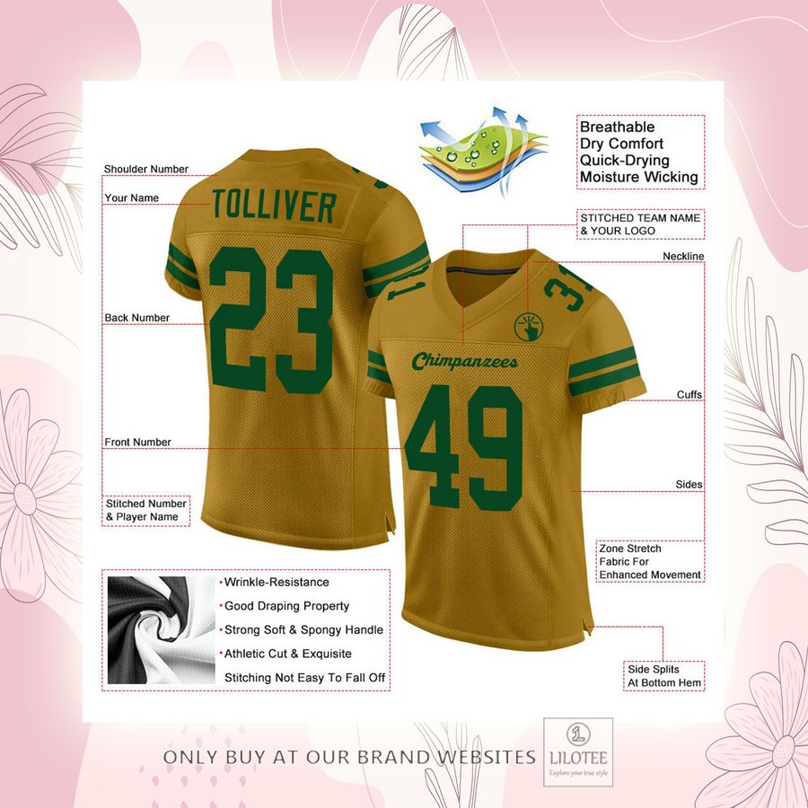 Personalized Old Gold Green Football Jersey - LIMITED EDITION 4 Personalized Old Gold Green Football Jersey - LIMITED EDITION - Image 4