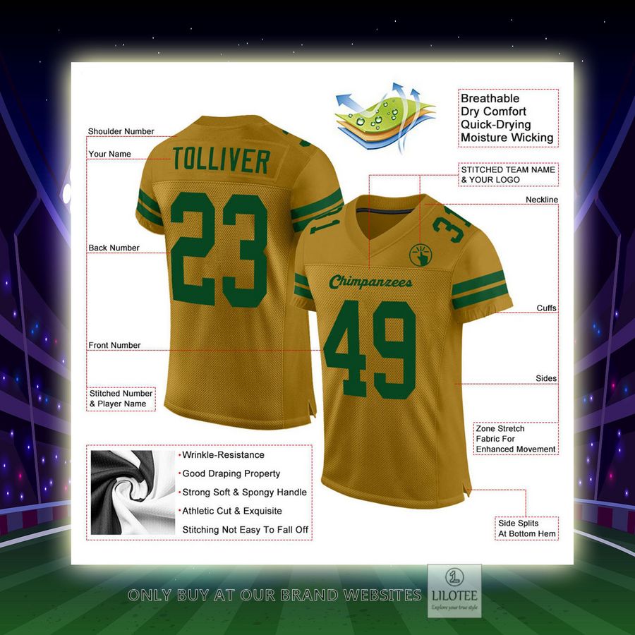 Personalized Old Gold Green Football Jersey - LIMITED EDITION 8 Personalized Old Gold Green Football Jersey - LIMITED EDITION - Image 8