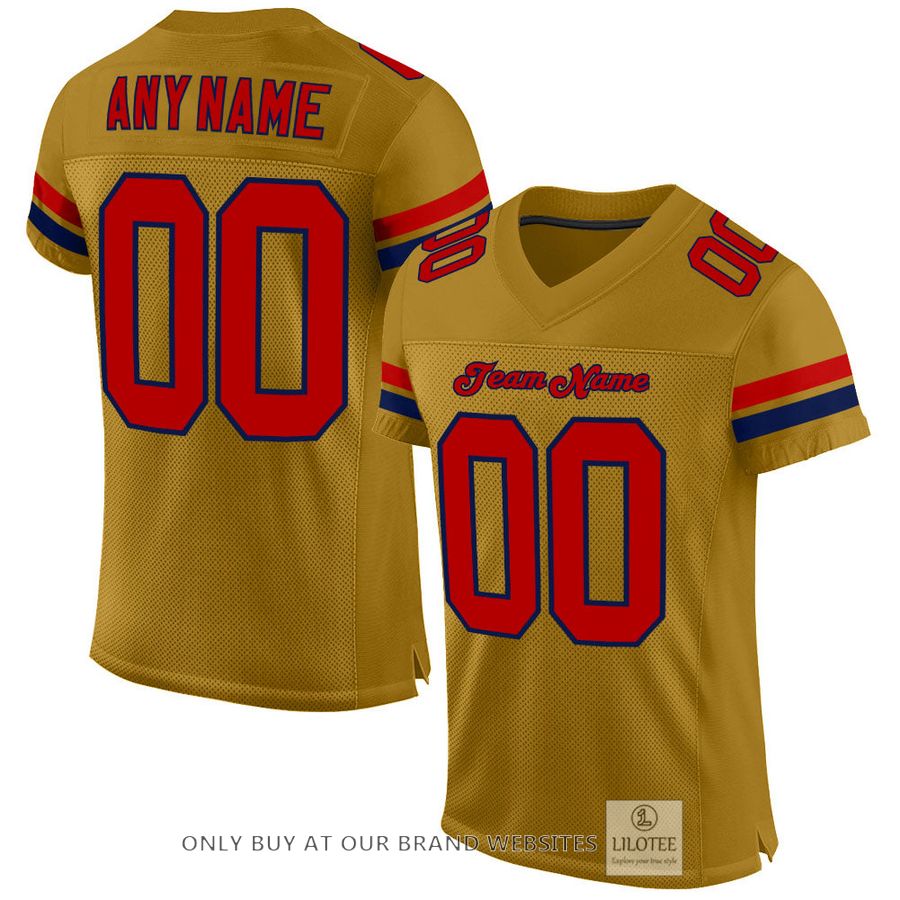 Personalized Old Gold Red-Navy Football Jersey - LIMITED EDITION 16