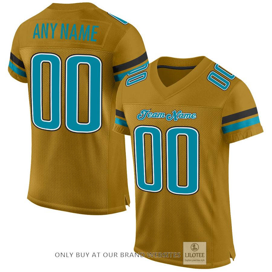 Personalized Old Gold Teal-Black Football Jersey - LIMITED EDITION 25