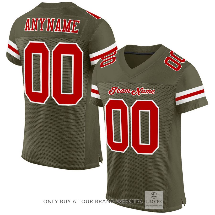 Personalized Olive Red-White Salute To Service Football Jersey - LIMITED EDITION 24