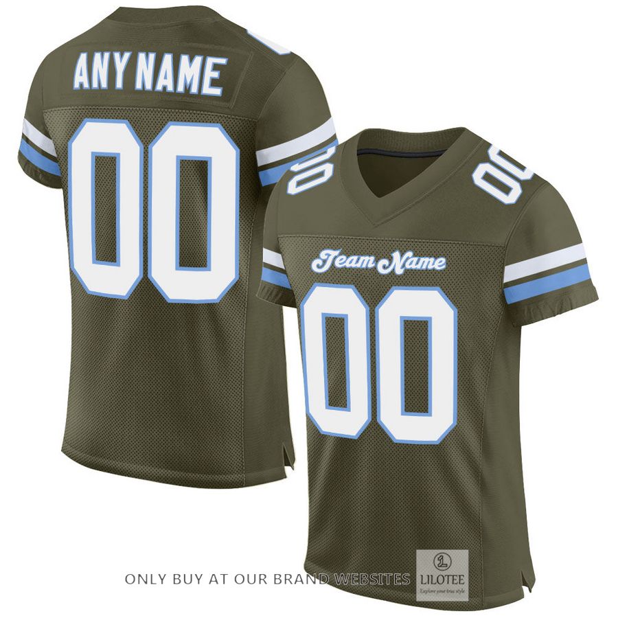 Personalized Olive White-Light Blue Salute To Service Football Jersey - LIMITED EDITION 17