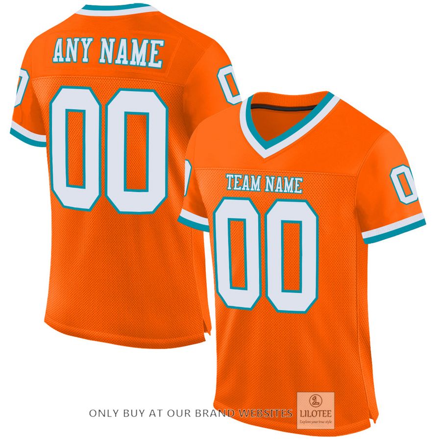 Personalized Orange White-Teal Football Jersey - LIMITED EDITION 33