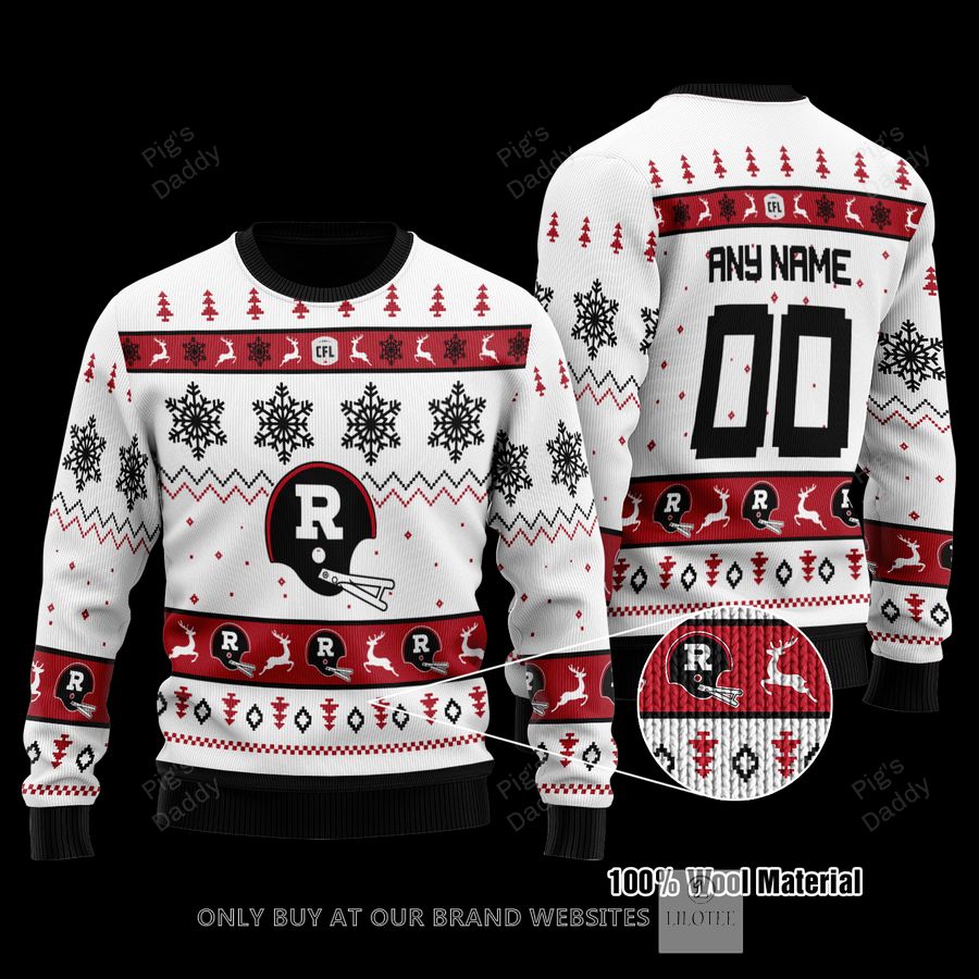 Personalized Ottawa Rough Riders White Wool Sweater 8