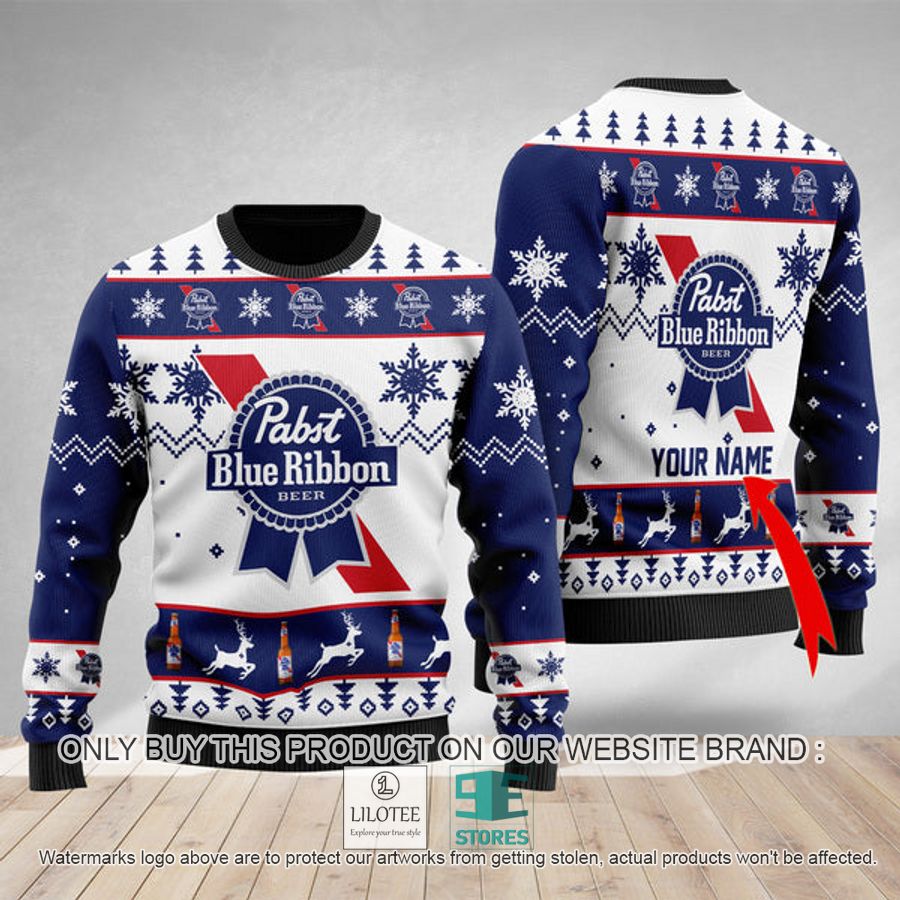 Personalized Pabst Blue Ribbon Ugly Christmas Sweater - LIMITED EDITION 9