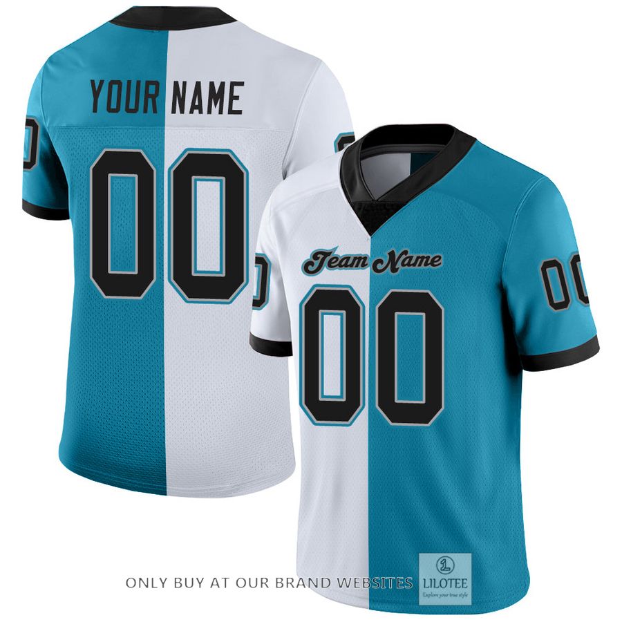 Personalized Panther Blue Black-White Mesh Split Fashion Football Jersey - LIMITED EDITION 17