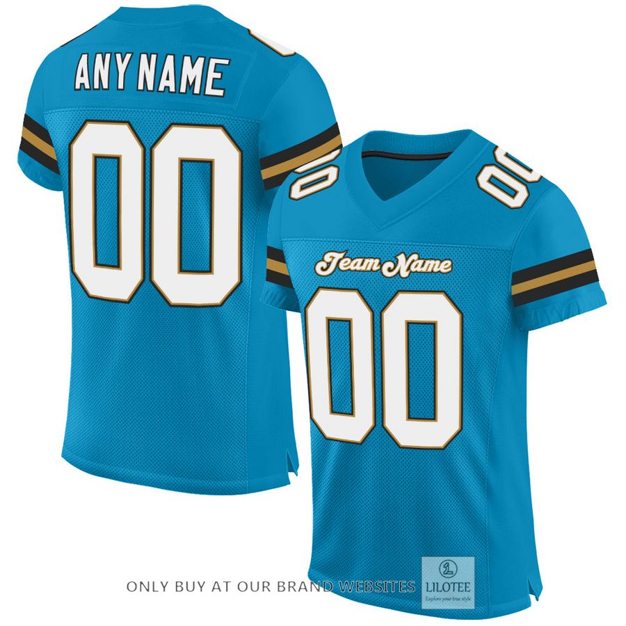 Personalized Panther Blue White-Old Gold Football Jersey - LIMITED EDITION 17