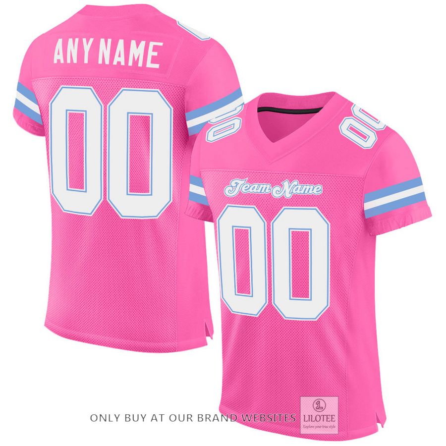 Personalized Pink White-Light Blue Football Jersey - LIMITED EDITION 16