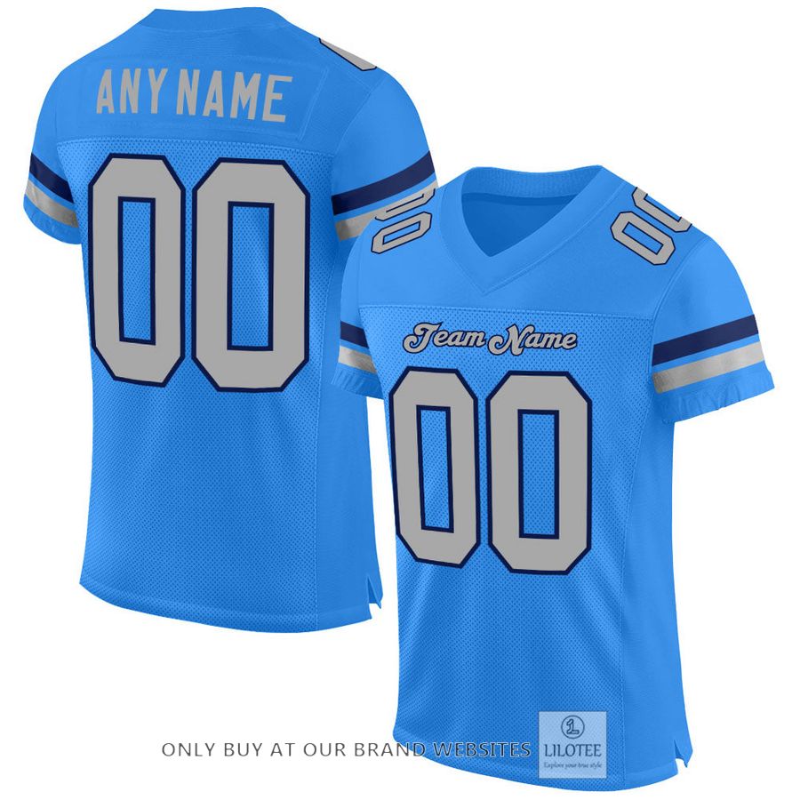 Personalized Powder Blue Gray-Navy Football Jersey - LIMITED EDITION 16