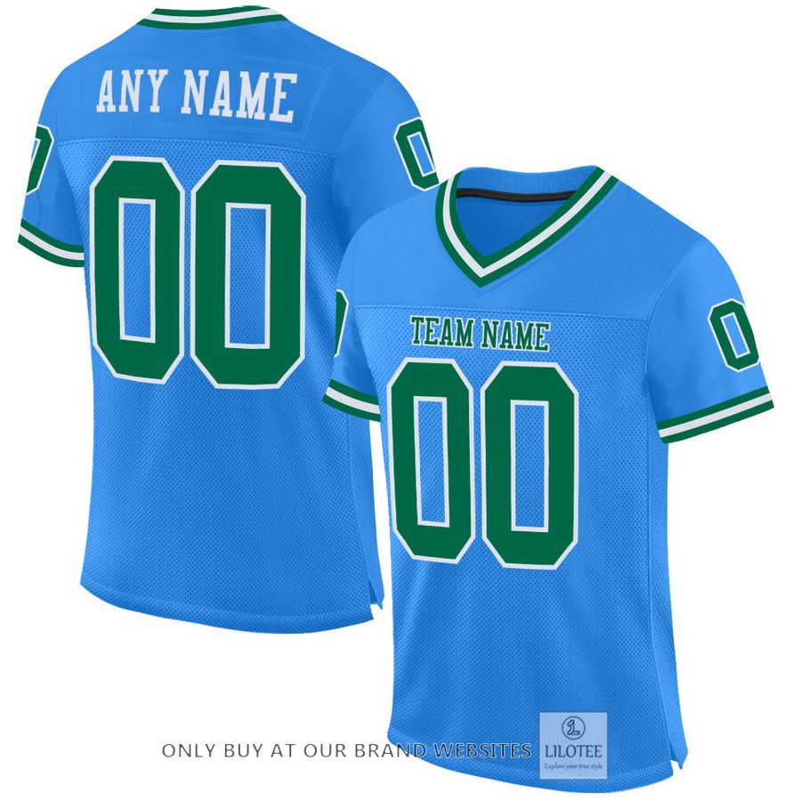Personalized Powder Blue Kelly Green-White Football Jersey - LIMITED EDITION 16