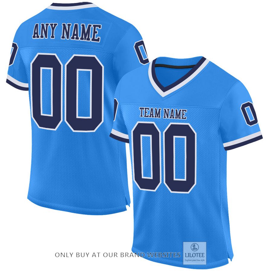 Personalized Powder Blue Navy-White Football Jersey - LIMITED EDITION 17