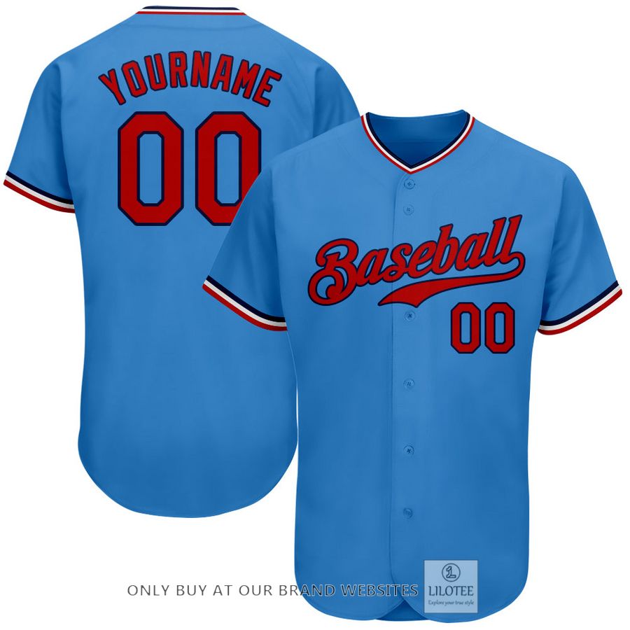Personalized Powder Blue Red Navy Baseball Jersey - LIMITED EDITION 7