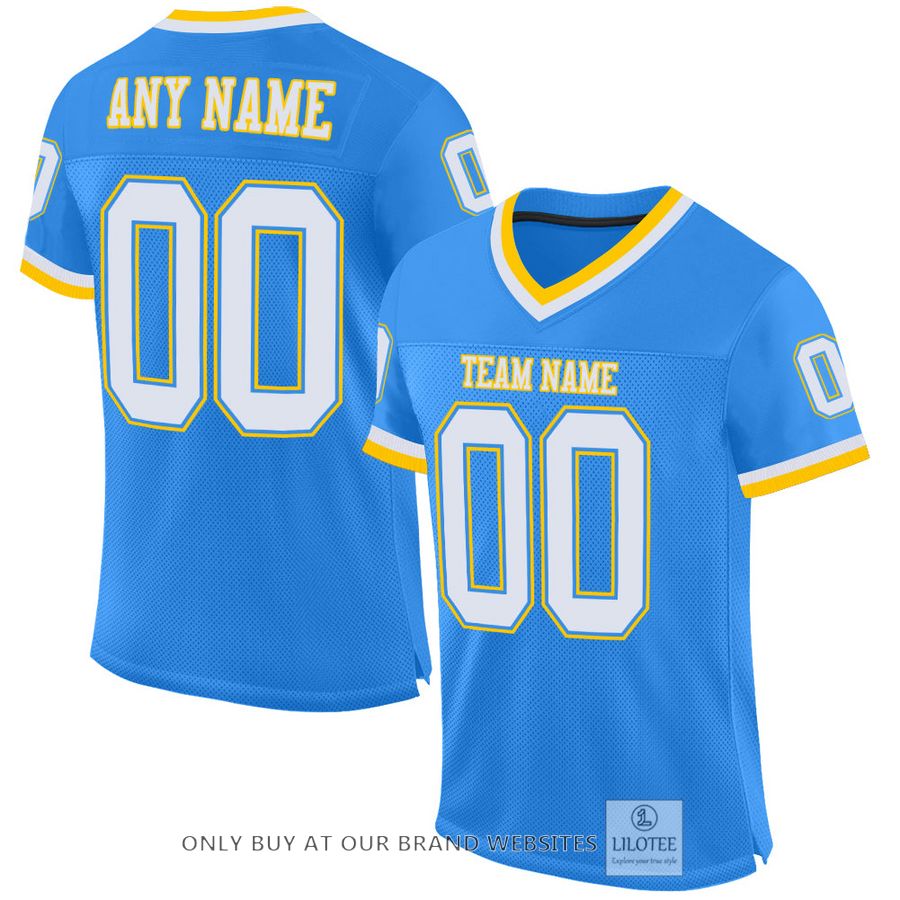 Personalized Powder Blue White-Gold Football Jersey - LIMITED EDITION 33