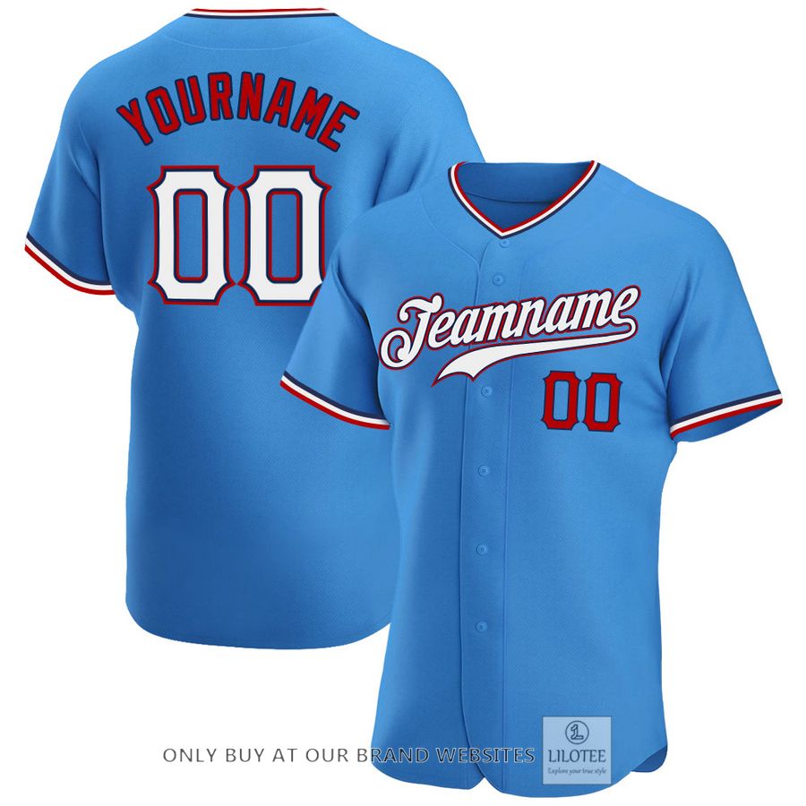 Personalized Powder Blue White Red Baseball Jersey - LIMITED EDITION 6