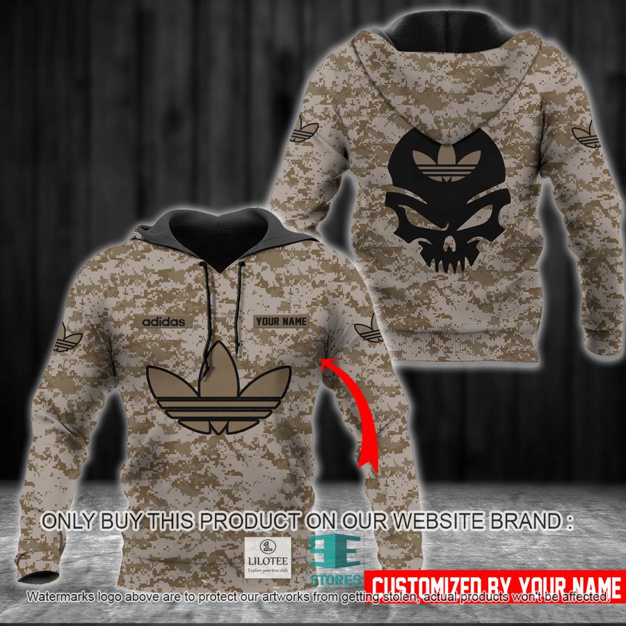 Personalized Punisher Skull Adidas Camo 3D All Over Print Hoodie 9