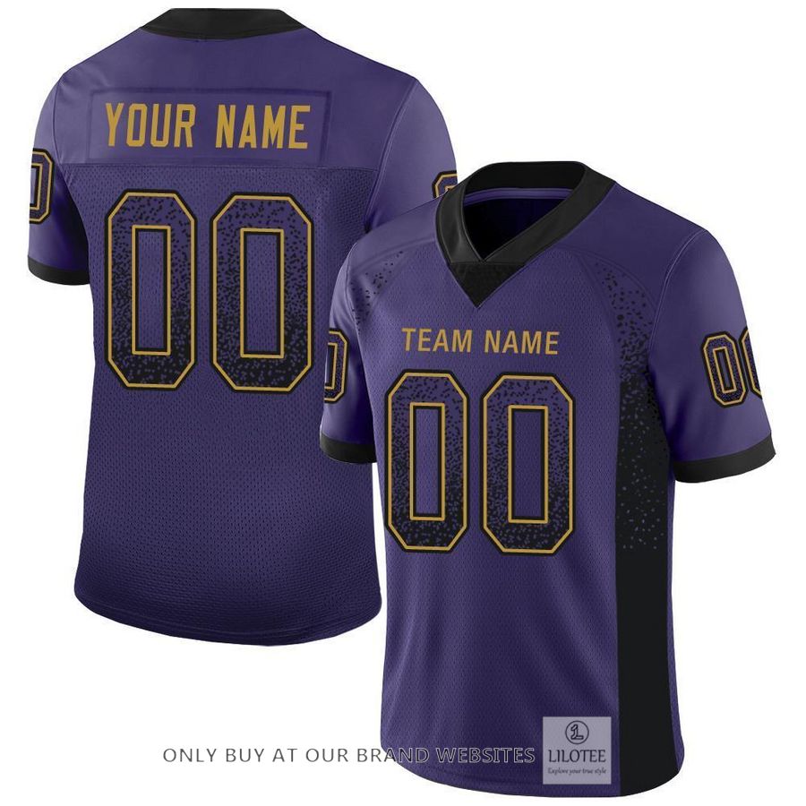 Personalized Purple Black Old Gold Mesh Drift Football Jersey - LIMITED EDITION 7