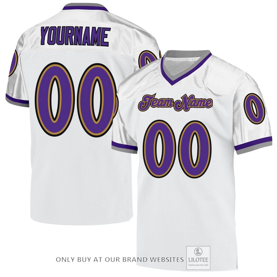 Personalized Purple-Old Gold White Football Jersey - LIMITED EDITION 32