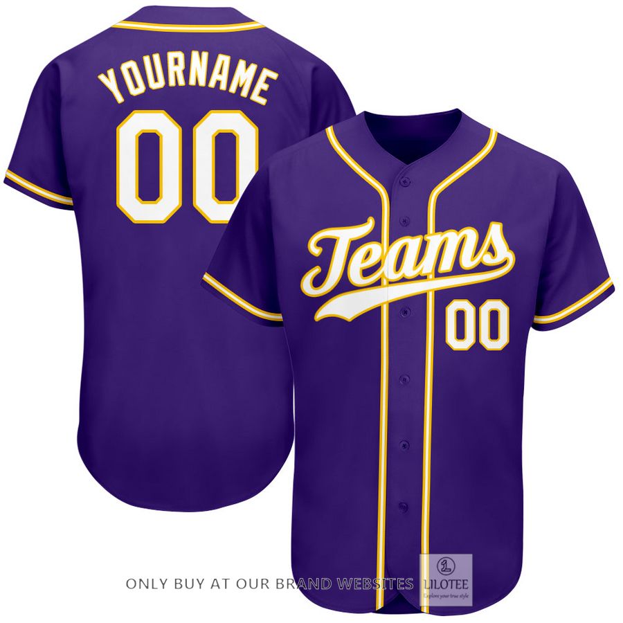 Personalized Purple White Gold Baseball Jersey - LIMITED EDITION 6