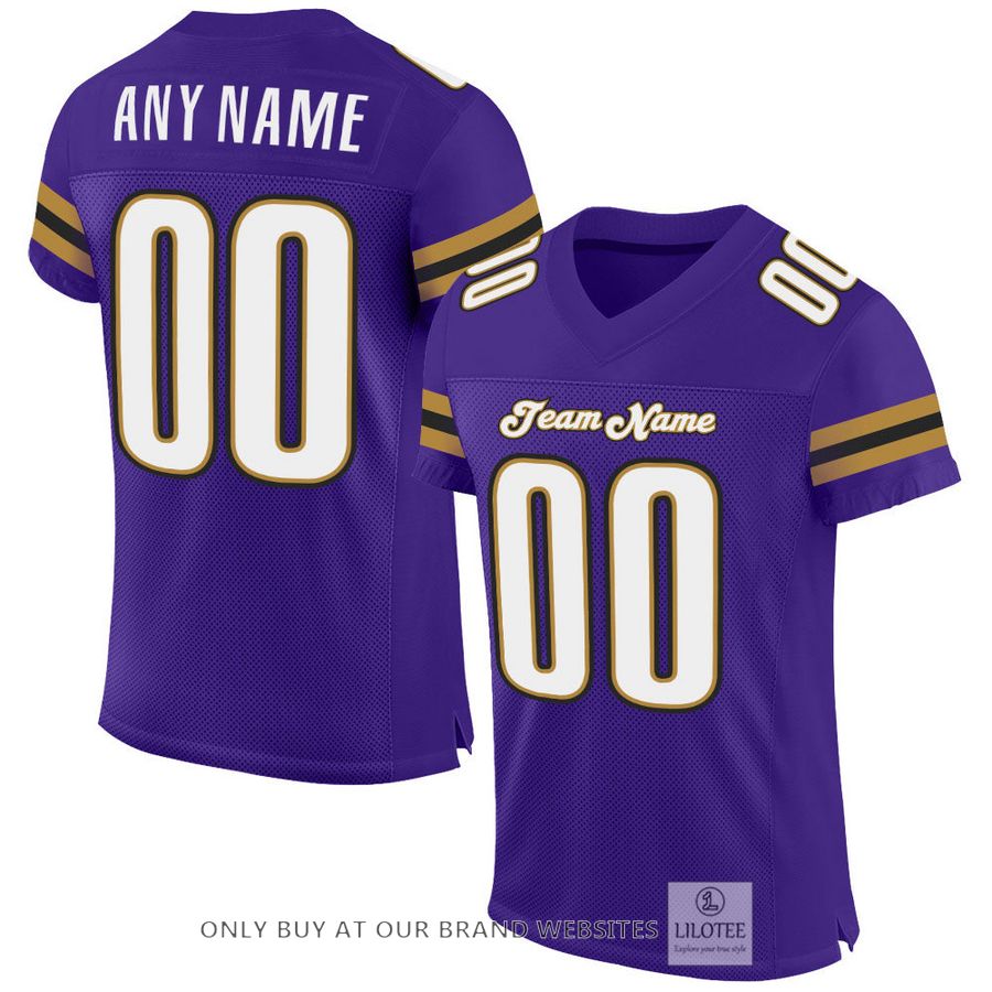 Personalized Purple White-Old Gold Football Jersey - LIMITED EDITION 32