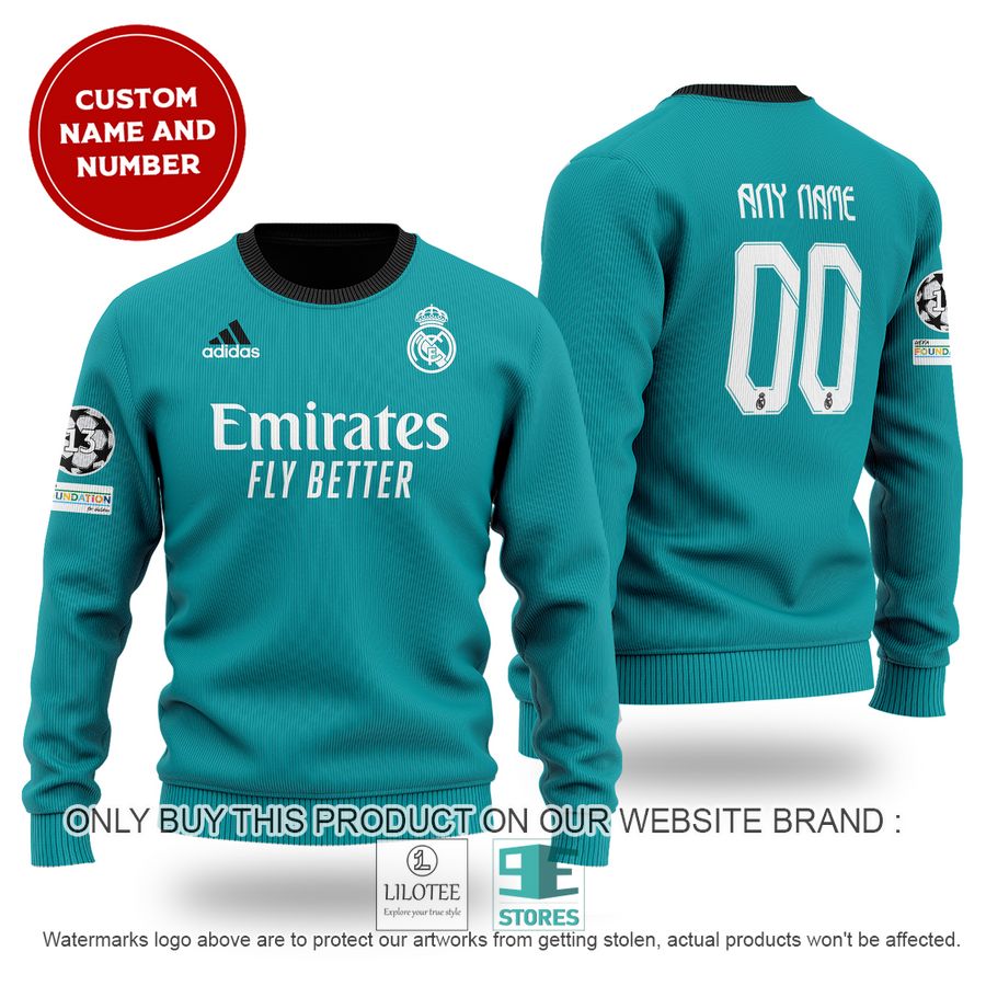 Personalized Real Madrid FC Adidas Emirates Fly Better cyan Sweater - LIMITED EDITION 8